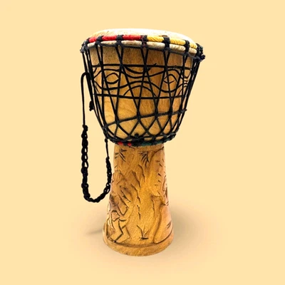 African Djembe Drum -18" Tall - Hand-Carved Rope Tuned - Goat Skin Head - NEW - Image 1 of 4