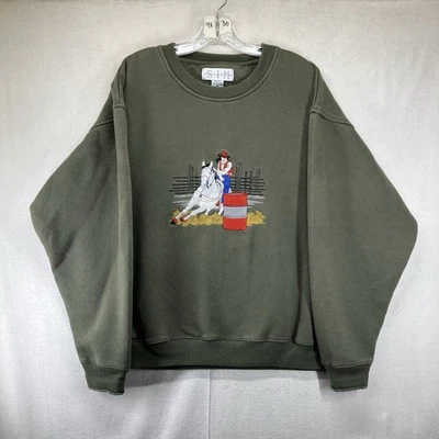 Vintage Women's Sweatshirt XL Sage Cowgirl Horse Riding Equestrian Western - Image 1 of 4