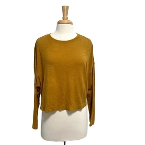 VUORI Cropped Dropped Shoulder Pullover Top Shirt Mustard Yellow size Small - Picture 1 of 9