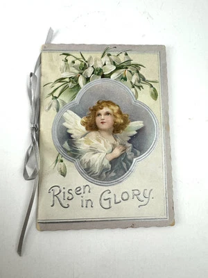 Antique Victorian Easter Booklet - “Risen in Glory” - Embossed Angel, Germany - Image 1 of 4