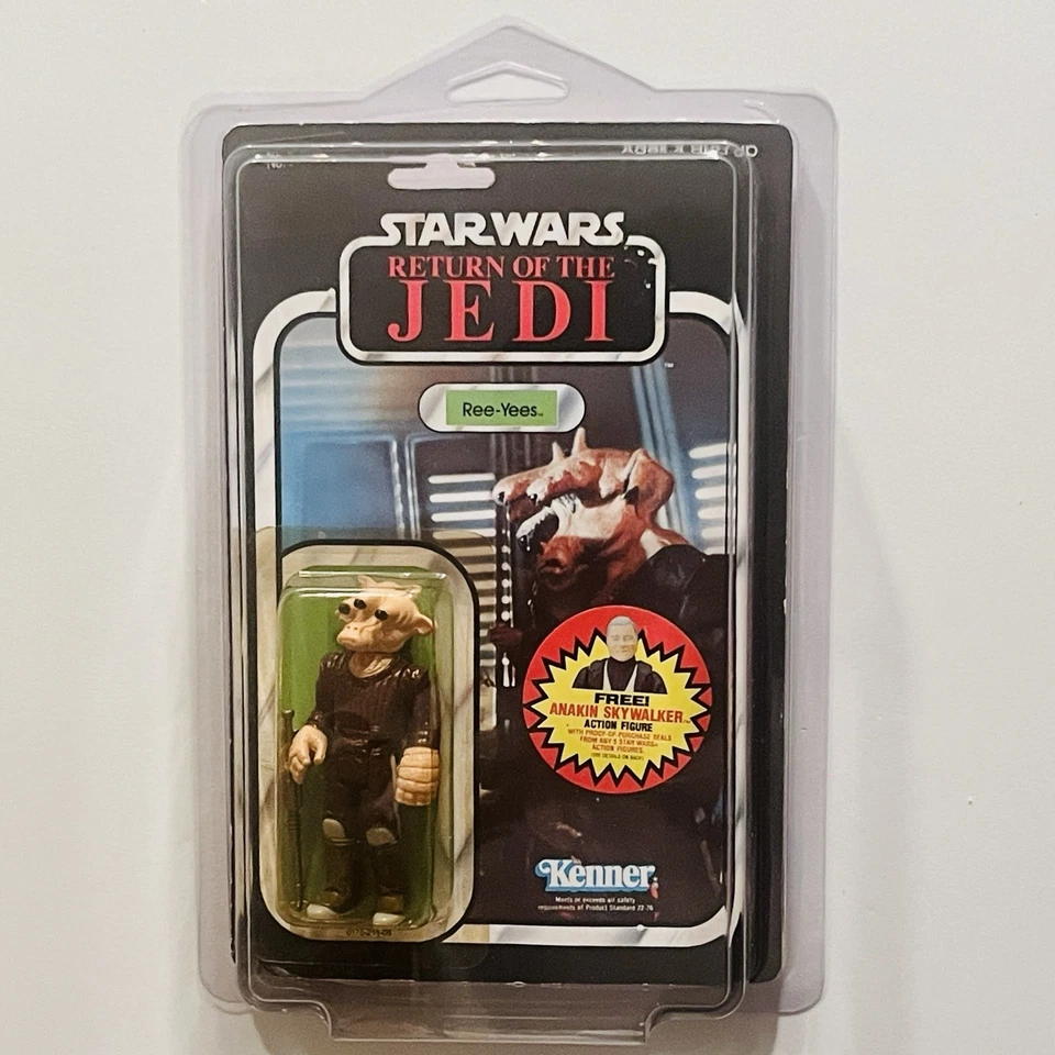 REE-YEES - 1984 MOC 77A Kenner Vintage Star Wars Figura ROTJ con Estuche Star Foto 1 de 4