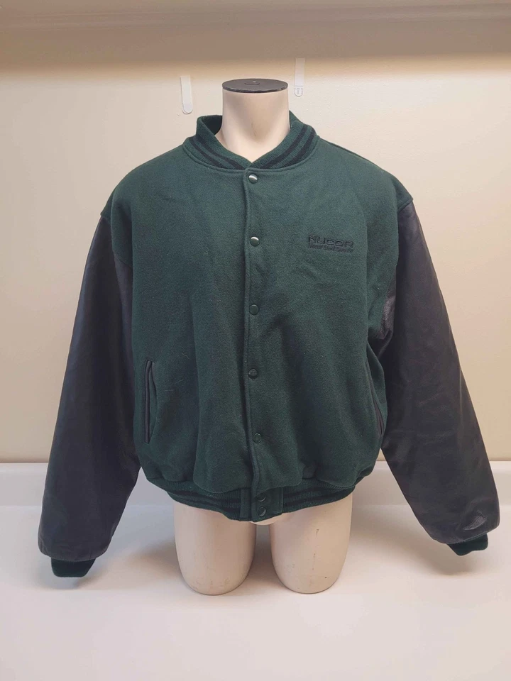 Golden Bear Men's Varsity Jacket Dark Green Wool Leather Sleeves Size XXXL - Image 1 of 4