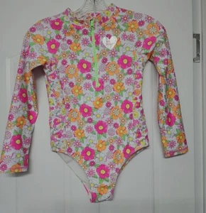 Betsey Johnson Girls  Floral Long Sleeve Swim Suit , Aqua, Size 12 - Picture 1 of 13