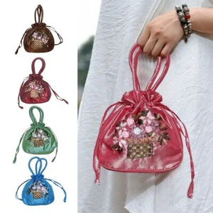 Top Handle Bucket Bag Embroidered Flower Tote Bag Shopping Bag for Woman - Picture 1 of 12