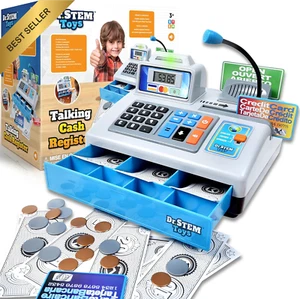 69PCS Talking Cash Register Toy STEM Playset with Microphone & Cards - Picture 1 of 12