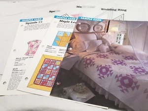 Spinning Spools Pattern Club Sample Pages -Wedding Ring + Maple Leaf + Spools - Picture 1 of 5