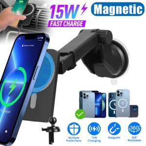 15W Magnetic Car Phone Holder Wireless Charger For MagSafe iPhone15/14/13Pro Max - Picture 1 of 12
