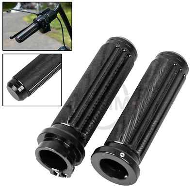 US Black Diamond 1" Handlebar Hand Grips For Harley Touring Road King Glide Dyna Foto 1 de 4