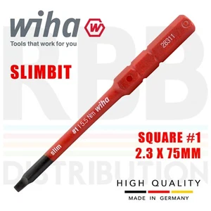 Wiha 35510 Slimbit Destornillador Cuadrado Scrulox Robertson #1 Electricista 1000v VDE - Imagen 1 de 3