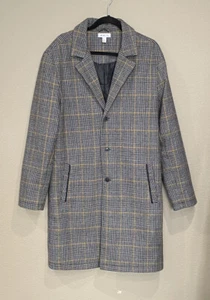 RAILS Wool Coat Womens Medium Anders Plaid Check Long Trench Pockets - Picture 1 of 20