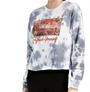True Vintage Womens Sz Small Gray Tie Dye Coca Cola Logo Print Pullover T Shirt - Picture 1 of 7