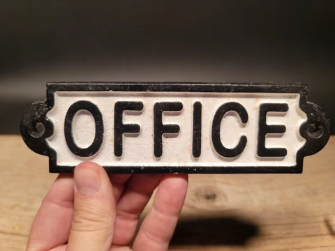 Vintage Antique Style Cast Iron Retro Office Sign Plaque Cover
