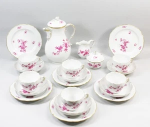 Meissen 21-tlg. Kaffeeservice 1.Wahl - Indisch Purpur Goldpunkte Goldrand 363410 - Bild 1 von 11