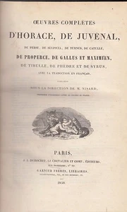 D’HORACE, DE JUVENAL, de PERDU, de SULPICIA, de TURNUS, de CATULLE Paris 1850 - Picture 1 of 1