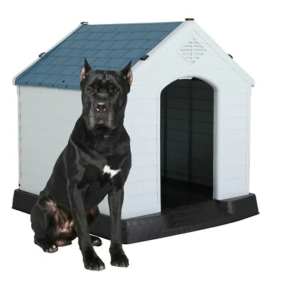 Casa para perros interior exterior perrera aislada de plástico duradero casa para perros con respiraderos de aire Foto 1 de 4