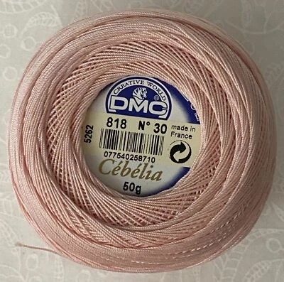 DMC Cebelia Combed Cotton Thread Size 30, 50g Ball, Colour 818 Baby Pink - Image 1 of 3