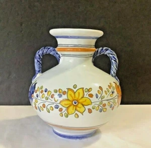 VTG Talavera Ceramic Spain Flowers Hand-Painted (8-1/2"H x 7-1/2"W) Vase/Vessel - Picture 1 of 4