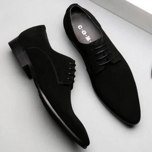 Vestido de negocios retro británico para hombres zapatos de cuero de gamuza real retro oficina - Imagen 1 de 9