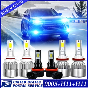 For Toyota Highlander 2014-2019 6X LED Headlight+Fog Light Bulbs Combo Kit 8000K - Picture 1 of 12