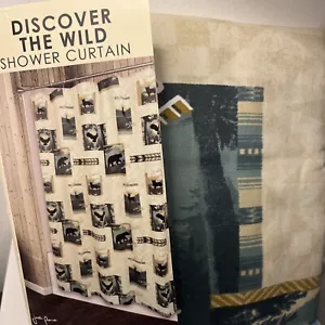 Bacova Bathroom Shower Curtain Wildlife Bath Theme Mountain Animal Rustic Lodge - Picture 1 of 13