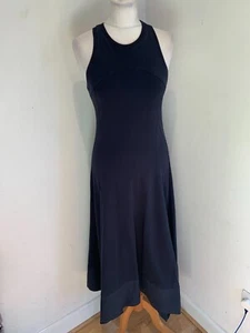 Sweaty Betty midi dress S 10 VGC A line casual vest ribbed cotton blend navy - Picture 1 of 8