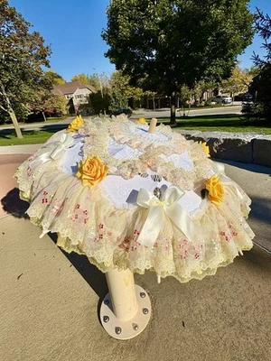 Paraguas amarillo hecho a mano paraguas de encaje, lolita, cosplay, regalo de cumpleaños Foto 1 de 3