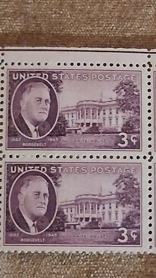 Franklin D Rosevelt 3 Cent Stamps From 1945 Rare Set Feuturing The Monarch F.D.R - Image 1 of 4