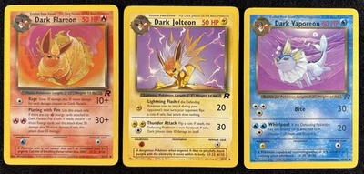 Dark Flareon 35/82 Dark Jolteon 38/82 Dark Vaporeon 45/82 Team Rocket Set LP/MP - Image 1 of 4