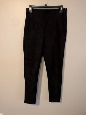 Pantalones Zara Basic Para Mujer Talla Mediana Negros Ajustados Gamuza Como Cremallera al Tobillo Foto 1 de 4