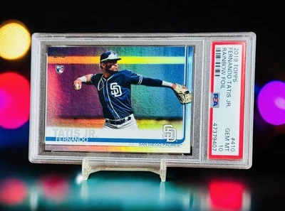 Fernando Tatis Jr RC Rainbow Foil PSA 10 Gem Mint Rookie Padres #410 2019 Topps Foto 1 de 2