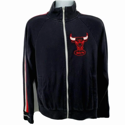 Mitchell & Ness Chicago Bulls Windy City Track Jacket Medium HWC Full Zip Black - Image 1 of 4