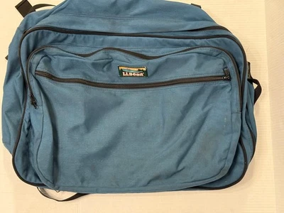 LL Bean VTG very large soft side suitcase backpack travel bag blue - Image 1 of 4