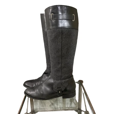 Botas de montar Etienne Aigner altas de cuero Gilbert para mujer talla 7,5 negras grises Foto 1 de 4