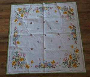Mantel Flor Mariposas Huevo Centro de mesa Cubierta Vintage Algodón 28"" Cuadrado - Imagen 1 de 4