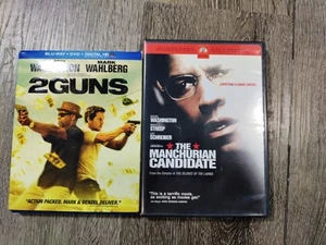 Denzel Washington Movie Lot 2 Guns + The Manchurian Candidate DVDs Bluray - Imagen 1 de 2