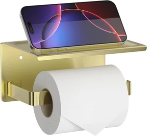 Tindbea Soporte de Papel Higiénico con Estante de Teléfono Adhesivo o Tornillo Montaje en Pared Toi... - Imagen 1 de 3