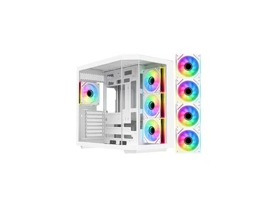 DIYPC ARGB-N3-W White USB3.0/ Type C Tempered Glass E-ATX /ATX Gaming Computer - Image 1 of 4