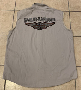 Men's XL Harley Davidson Genuine Motorcycle Biker Vest Sleeveless Cut off Shirt