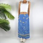 Vintage Blue Floral Cottagecore Prairie Low Rise Boho Maxi Wrap Skirt / 18W