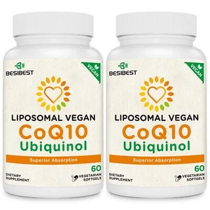 Besibest 1000mg Liposomal CoQ10 Ubiquinol 120 Vegan Softgels High Absorption ... - Picture 1 of 8