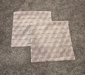 West Elm 2pc Chevron Mauve Pink Off White Cream Velvet Pillow Case Set - Picture 1 of 5