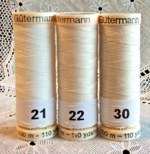 3 NEW cream off white GUTERMANN 100% polyester sew-all thread 110 yard spools - Picture 1 of 4