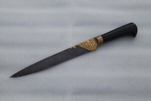 old antique gold inlaid wootz blade stone handle pesh-kabz dagger knife scabbard