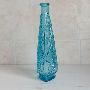 Empoli Rossini Genie Bottle Blue Triangular Tiki 31cm 60s Art Glass Decanter MCM - Picture 1 of 16