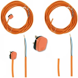 Mains Cable Orange Flex Lawn Mower Hedge Trimmer For Flymo Bosch 2 Core Plug pmd - Picture 1 of 12