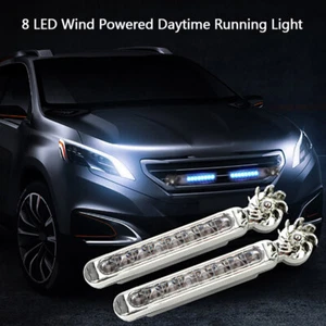 1Pcs Wind Powered 8 LED Car DRL Daytime Running Light Fog Warning Auto Head L-qq - Picture 1 of 12