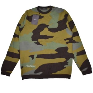 NWT $960 PRADA Men's Camo Camouflage Knit Wool Crewneck Sweater 48 M AUTHENTIC - Picture 1 of 12