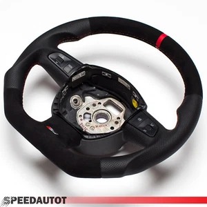 TAUSCH S-LINE abgeflacht Lenkrad Lederlenkrad Schwarz für AUDI A4 A3 A6 Q5 A5 - Bild 1 von 4