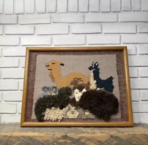 Vintage Large Crewel Art Framed Mid Century Modern Embroidery - Picture 1 of 9