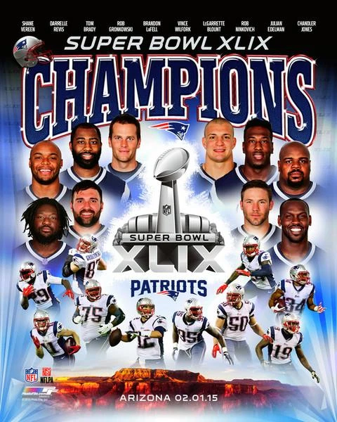 FOTO DEL EQUIPO 8X10 CAMPEONATO SUPER BOWL XLIX SUPER BOWL de los New England Patriots Foto 1 de 1
